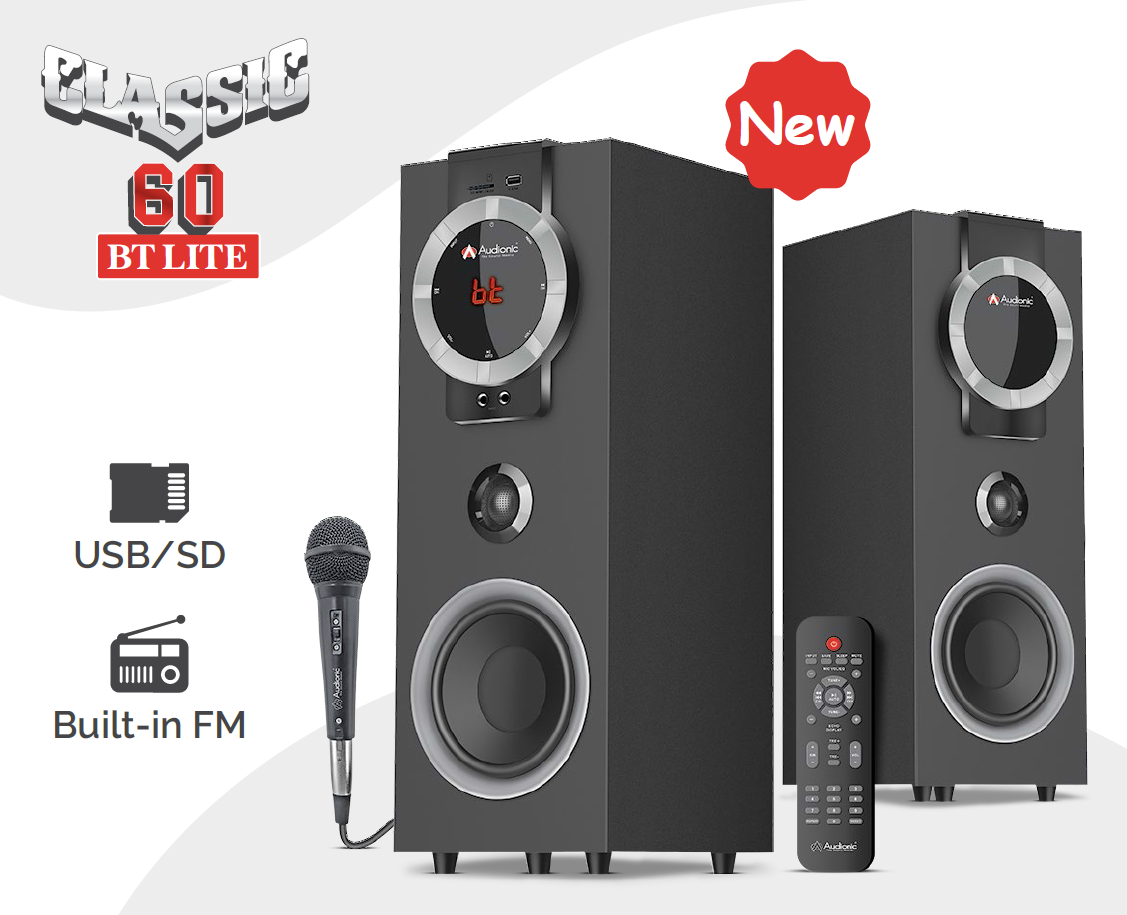 Audionic Classic 60 BT Lite 2.0 Channel Multimedia Speaker System with Wired Mic