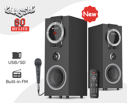 Audionic Classic 60 BT Lite 2.0 Channel Multimedia Speaker System with Wired Mic
