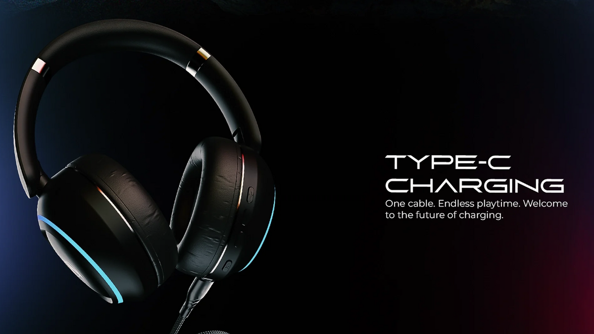 Audionic Hammer Wireless Over-Ear Gaming Headphones (Bluetooth 5.4, RGB Lights)
