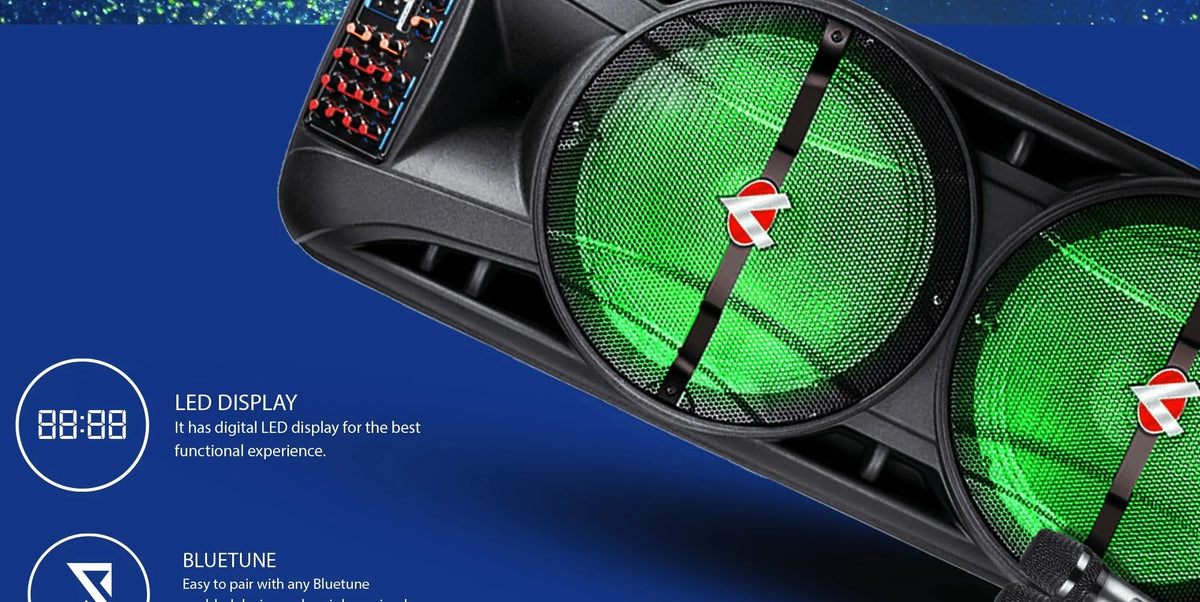 Audionic Mehfil MH-1515 Advance Double 15-Inch Portable Trolley Speaker