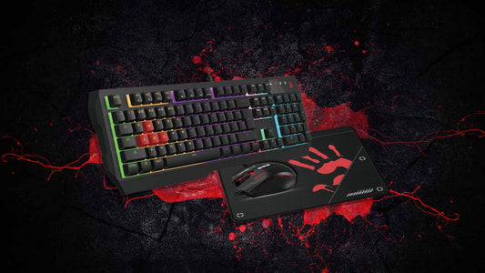 Bloody B1700 Neon Gaming Keyboard Mouse & Mousepad Combo (Q130 Keyboard, N50/N50A Mouse, Anti-Slip Mousepad)