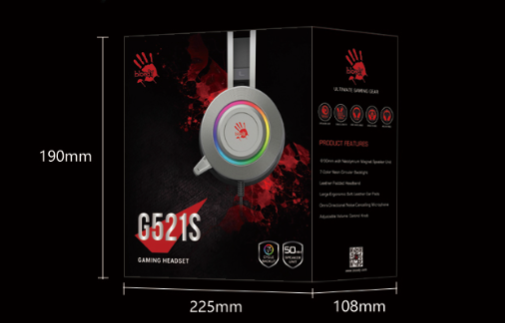 Bloody G521S Stereo Surround Sound Gaming Headset (50mm Drivers, RGB Backlight, Noise-Canceling Mic)