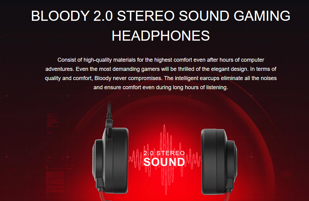 Bloody G200 Stereo Gaming Headset (50mm Drivers, Dynamic RGB Lighting, Noise-Canceling Mic)