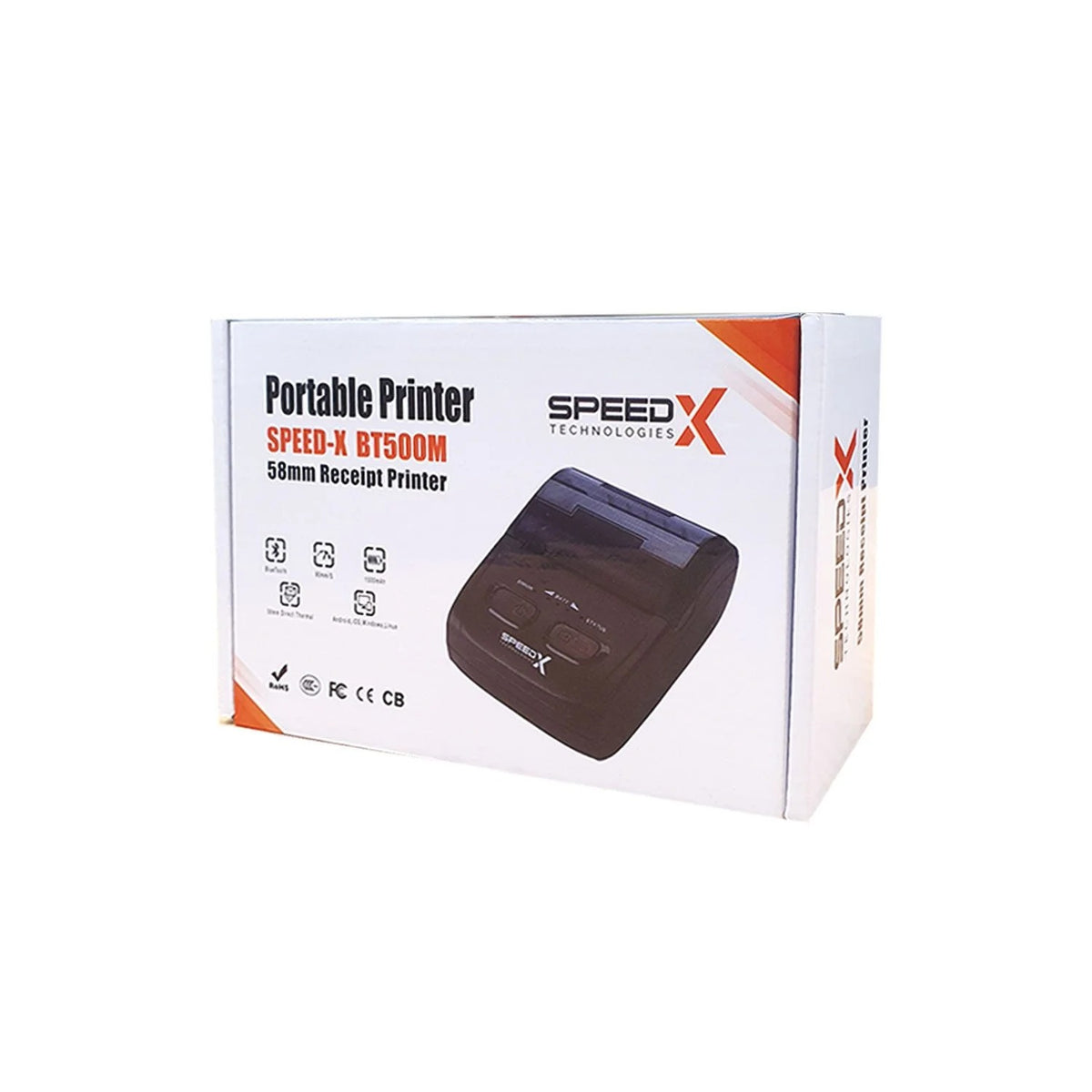 Speed-X BT500M Mini Portable Bluetooth USB Thermal Receipt Printer (58mm Paper Width, Wireless Bluetooth + USB Interface, Rechargeable Battery)