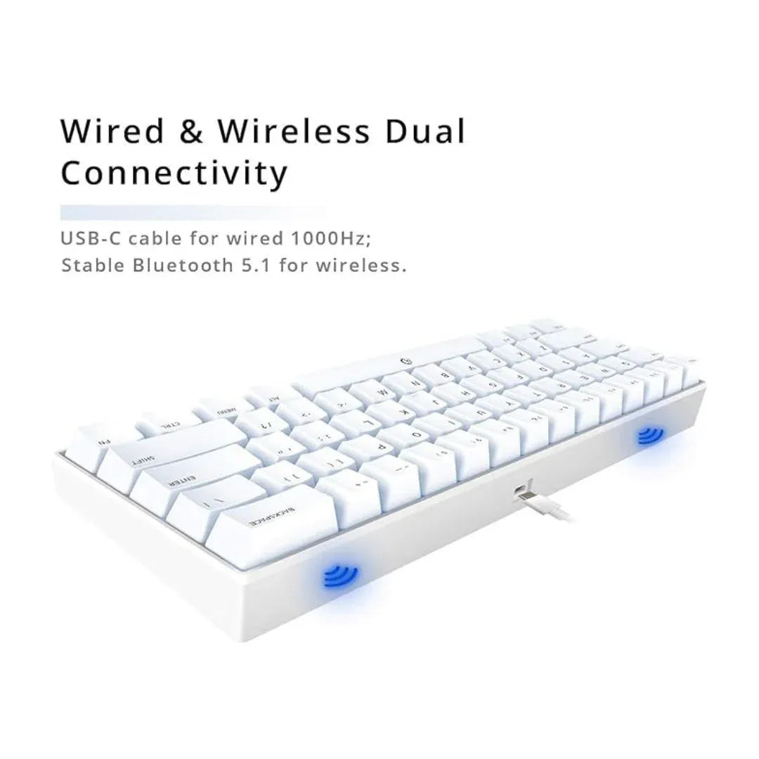 DREVO Seer Pro Mini 61-Key Wireless Mechanical Gaming Keyboard (Bluetooth 5.1 + Type-C Wired, RGB Backlit, Compact 60% Layout)