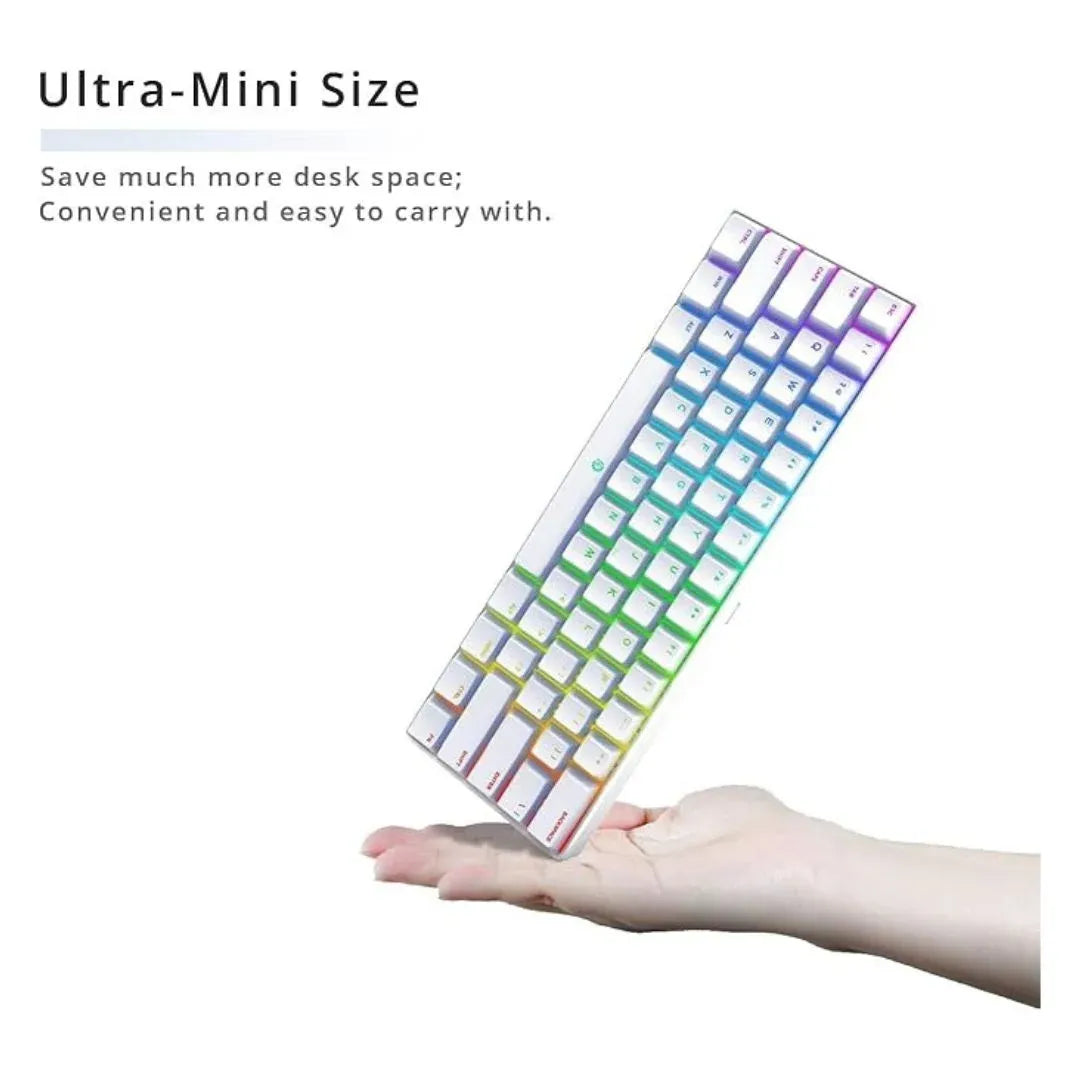 DREVO Seer Pro Mini 61-Key Wireless Mechanical Gaming Keyboard (Bluetooth 5.1 + Type-C Wired, RGB Backlit, Compact 60% Layout)