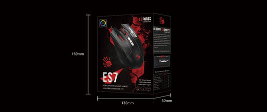 Bloody ES7 RGB Esports Gaming Mouse (PixArt Optical Engine, 6000 CPI, 1ms Response)