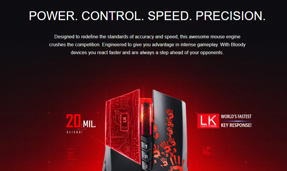 Bloody A60 Light Strike Optical Gaming Mouse (Infrared Micro-Switch, 4000 CPI, 8 Programmable Buttons)