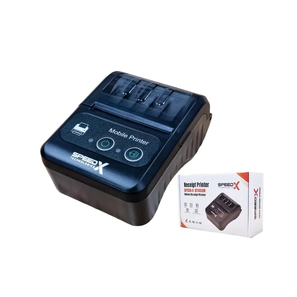 Speed-X BT500M Mini Portable Bluetooth USB Thermal Receipt Printer (58mm Paper Width, Wireless Bluetooth + USB Interface, Rechargeable Battery)