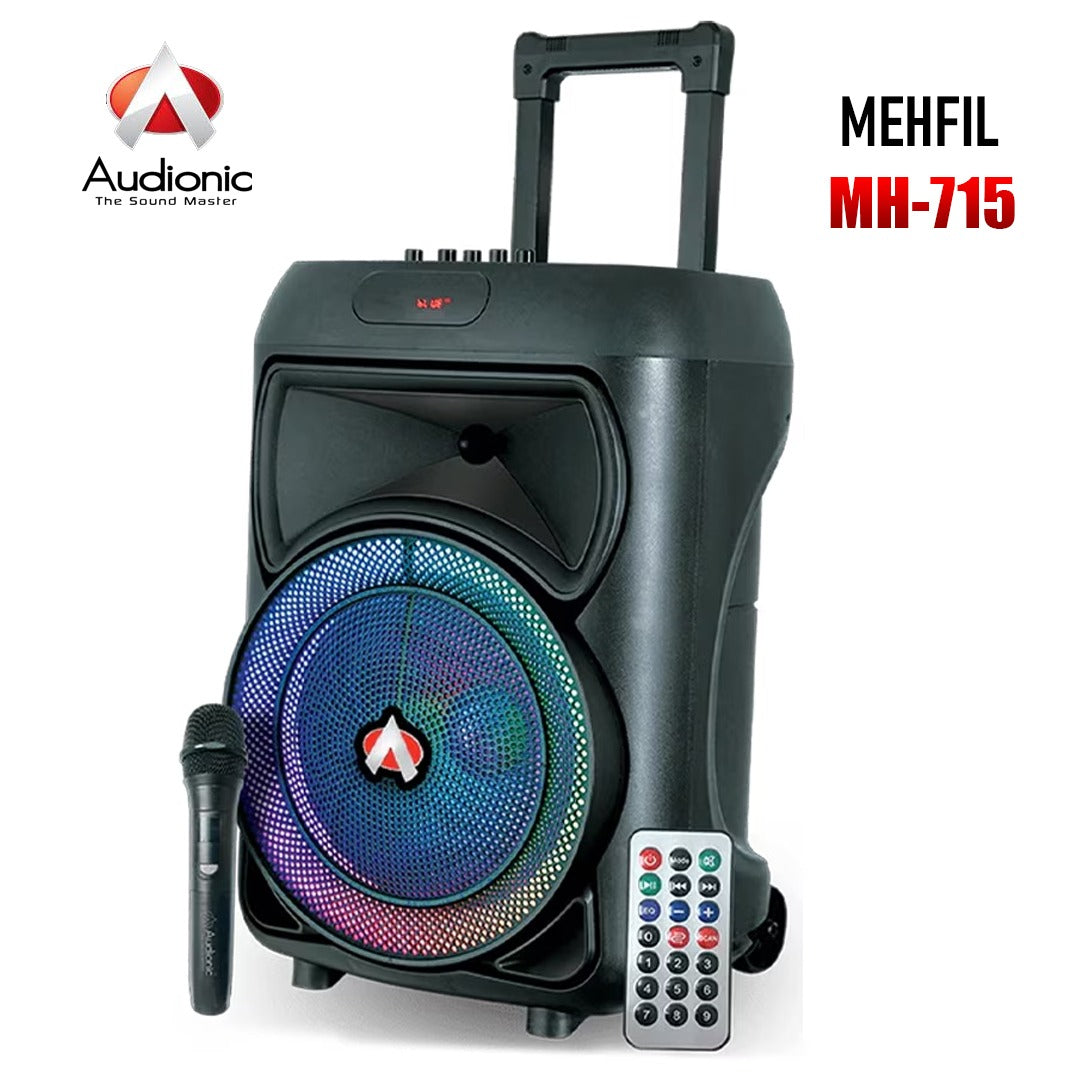 Audionic Mehfil MH-715 12-Inch Portable Bluetooth Trolley Speaker with Wireless Mic