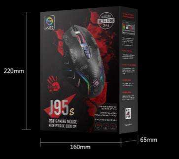 Bloody J95s 2-Fire RGB Animation Gaming Mouse (BC3332-S 8K Sensor, 8,000 CPI, 12 Programmable Buttons)