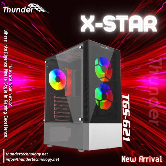 Thunder X-Star TGS-621 / TGC-621 ATX Mid-Tower Gaming Computer Case (Dual Tempered Glass Showcase, 3 Pre-Installed ARGB Fans, High Airflow Layout)