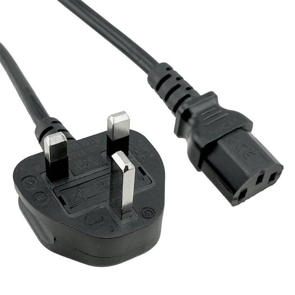 3-Pin Fused UK Desktop PC Power Cable (Heavy-Duty IEC C13 Cord, Branded Lot Stock)