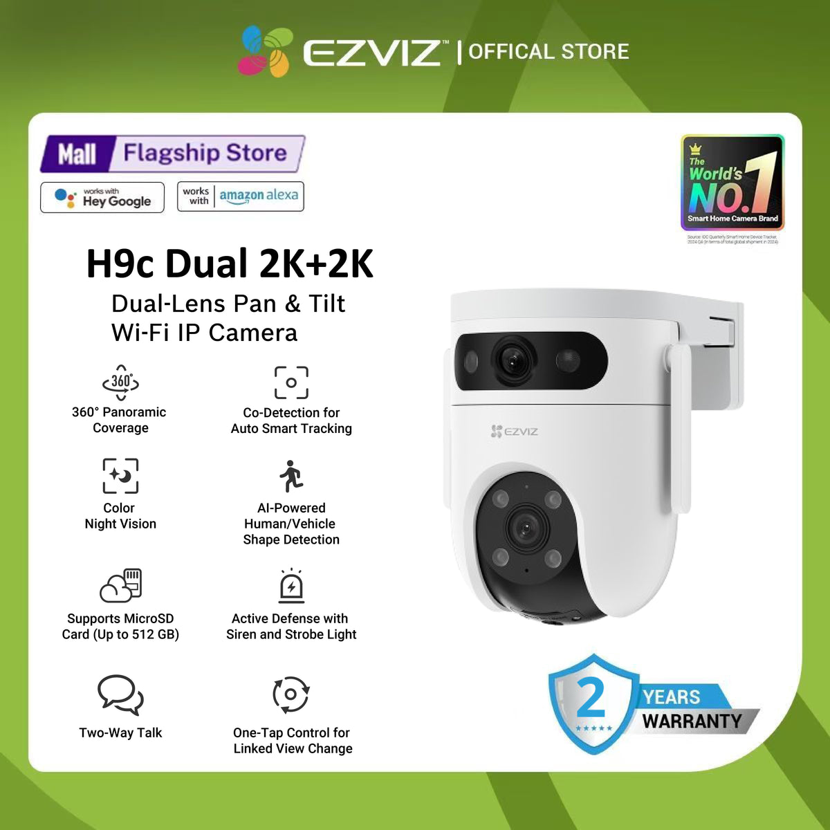EZVIZ H9c Dual 2K & 2K Dual-Lens Pan & Tilt Wi-Fi Outdoor Security Camera