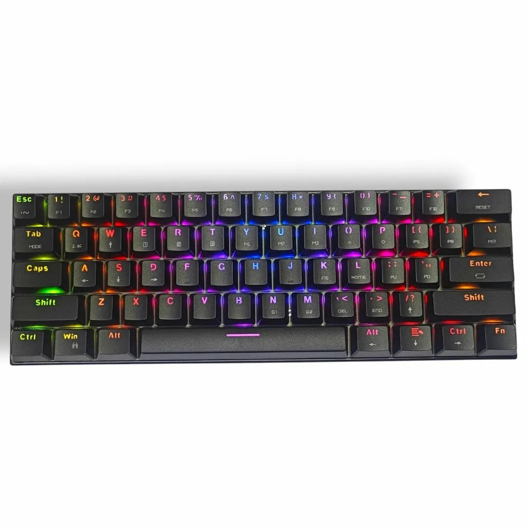 Motospeed SK62 Dual-Mode Wireless 60% Mechanical Gaming Keyboard (Bluetooth 5.0 + Type-C Wired, RGB Backlit, Mechanical Switches)