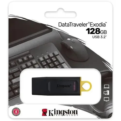 Kingston DataTraveler Exodia 64GB / 128GB USB 3.2 Gen 1 Flash Drive (Protective Cap, Keyring Loop, Original with Limited Replacement Warranty)