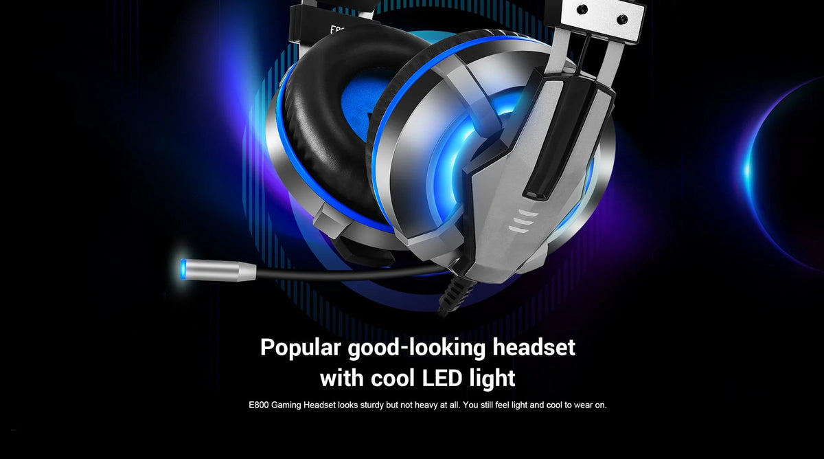 EKSA E800 Stereo Sound Wired Gaming Headset with Noise-Canceling Mic & LED Lights (3.5mm + USB)