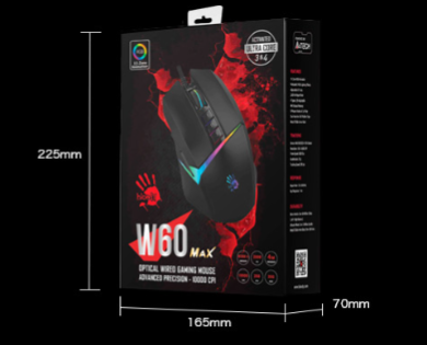Bloody W60 Max RGB Optical Gaming Mouse (10,000 CPI Sensor, BC3332-A Engine, 8 Programmable Buttons)