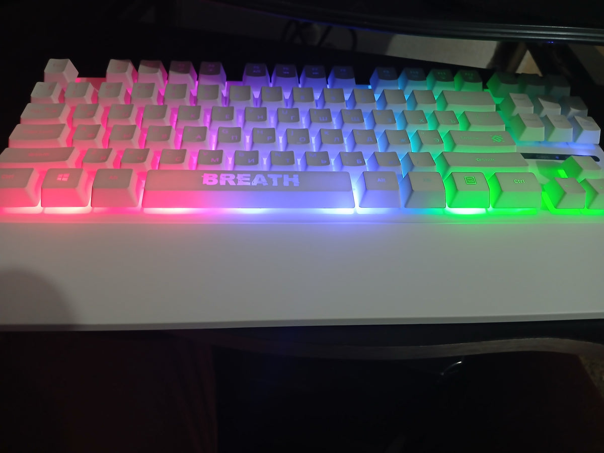 Defender Breath RGB Gaming Keyboard with Built-in Wrist Rest (Rainbow LED Backlit, Semi-Mechanical Tactile Feel, Non-Slip Base, Wired USB)