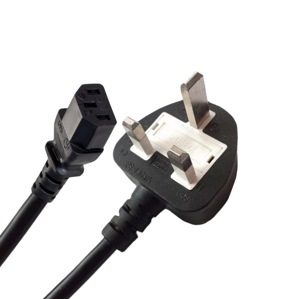 3-Pin Fused UK Desktop PC Power Cable (Heavy-Duty IEC C13 Cord, Branded Lot Stock)
