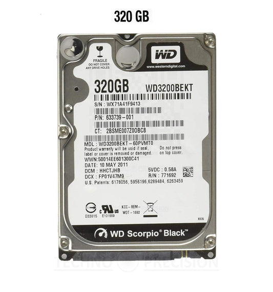 320GB 2.5-Inch SATA Internal Laptop Hard Drive (5400/7200 RPM, Refurbished / Used Branded Lot Stock)