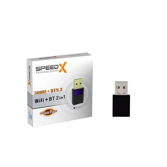 Speed-X Alfa W107 2-in-1 Wireless USB Adapter (300Mbps Wi-Fi + Bluetooth 5.3)