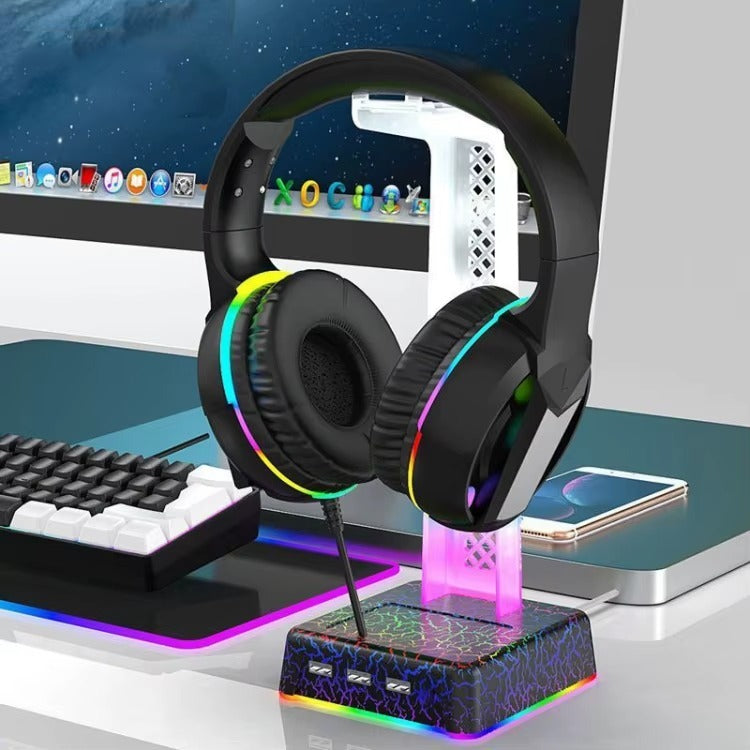 Z3 RGB Gaming Headphone Stand (Dual USB Hub Ports, Non-Slip Base, Desktop Headset Hanger)