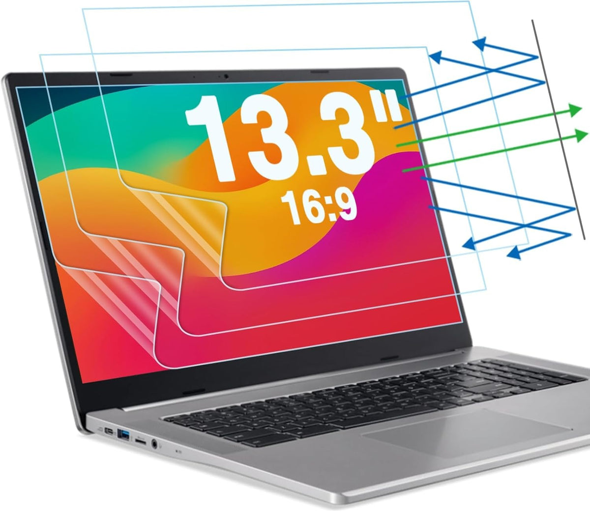 13.3 /17 Inch Universal Anti-Glare / Clear Laptop Screen Protector Guard