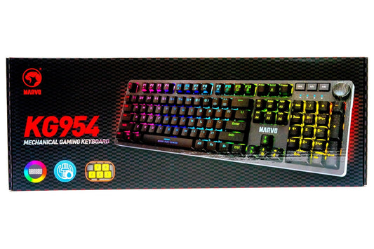 Marvo KG954 Full Size Mechanical Gaming Keyboard (Rainbow Backlight, Mechanical Switches, Double-Shot Keycaps)