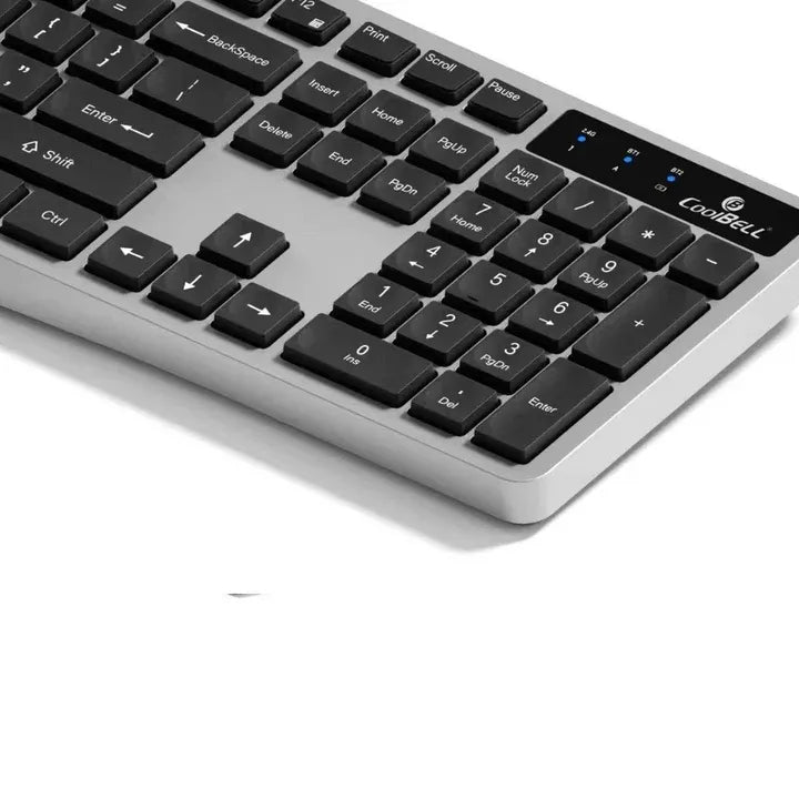 CoolBell KeyMax WBK-01 Dual Mode Wireless & Bluetooth Keyboard (Slim Ergonomic Design, Silent Keys, Multi-Device)