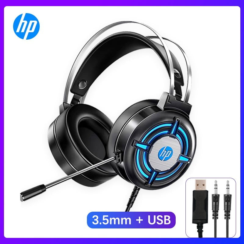 HP H120 USB & Dual 3.5mm Stereo Gaming Headset with Microphone and Inline Controls (Black)