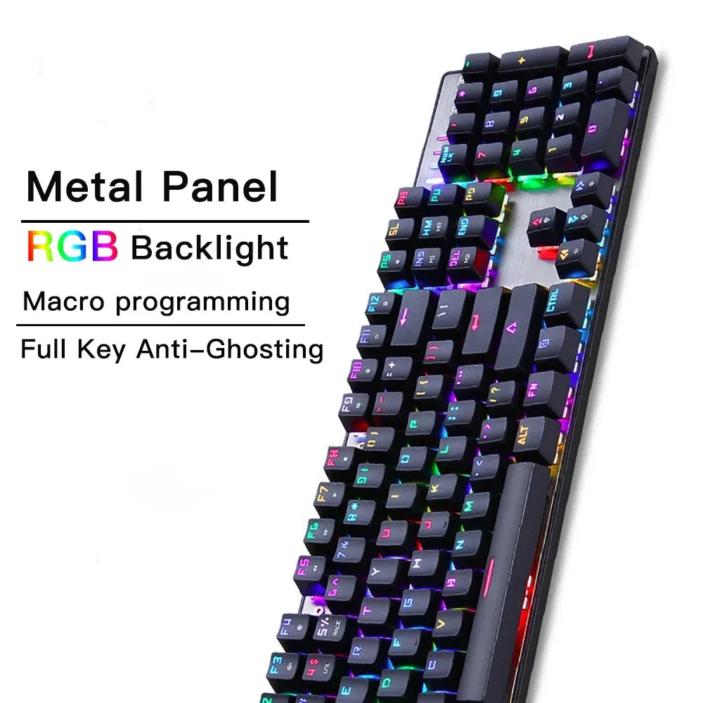 Motospeed CK104 Mechanical Gaming Keyboard (RGB Backlit, Outemu Switches, Aluminum Top Panel)