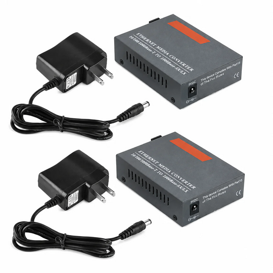 1000Mbps Gigabit Fiber Optic Media Converter Set (10/100/1000M RJ45 to Single-Mode SC BiDi Fiber Transceiver, 20km)