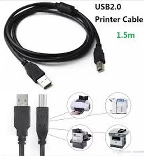 USB 2.0 High-Speed Printer Cable (Type-A to Type-B Scanner Cable, 1.5M Black, Heavy-Duty Shielded)