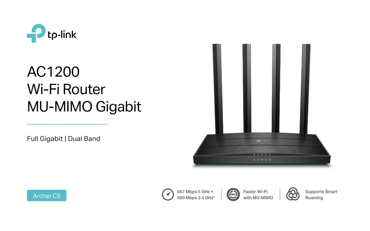 AC1200 Dual-Band Wireless MU-MIMO Gigabit Wi-Fi Router (1200Mbps, High-Gain Antennas, Full Gigabit Ports)