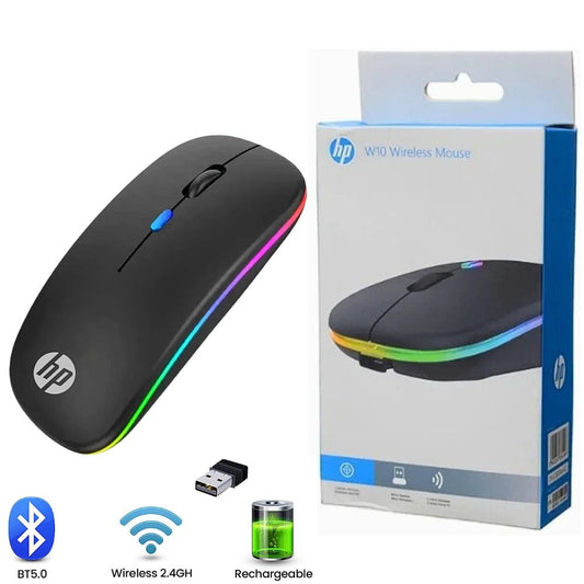 HP Dual Mode Wireless & Bluetooth Optical Mouse (RGB Lights, Silent Click, Rechargeable)