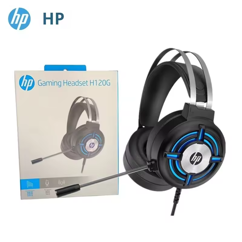 HP H120 USB & Dual 3.5mm Stereo Gaming Headset with Microphone and Inline Controls (Black)