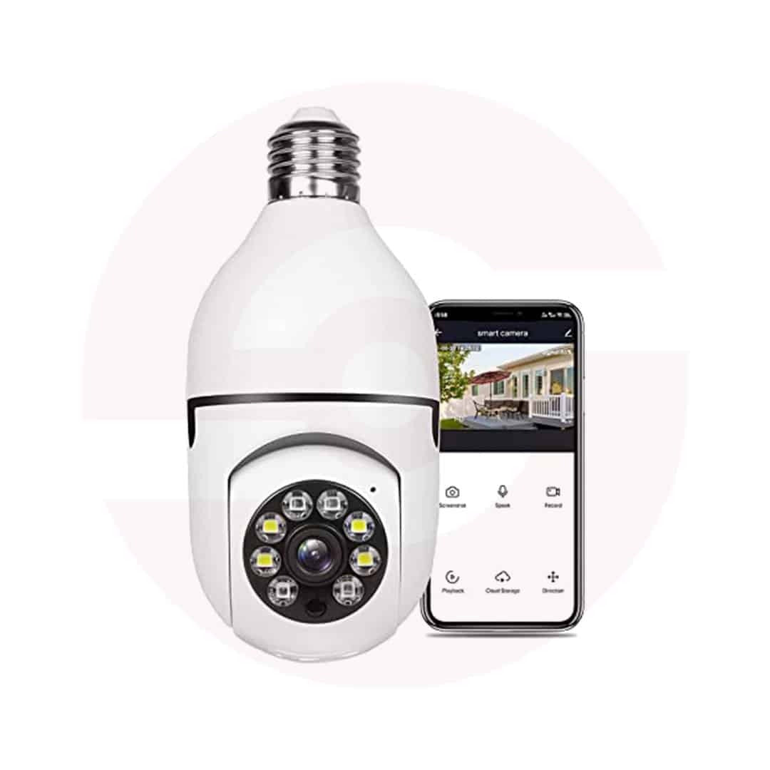 V380 Pro 2MP 1080P Full HD Wireless Wi-Fi Bulb Camera (360° PTZ E27 Bulb Holder, Night Vision, Two-Way Audio)