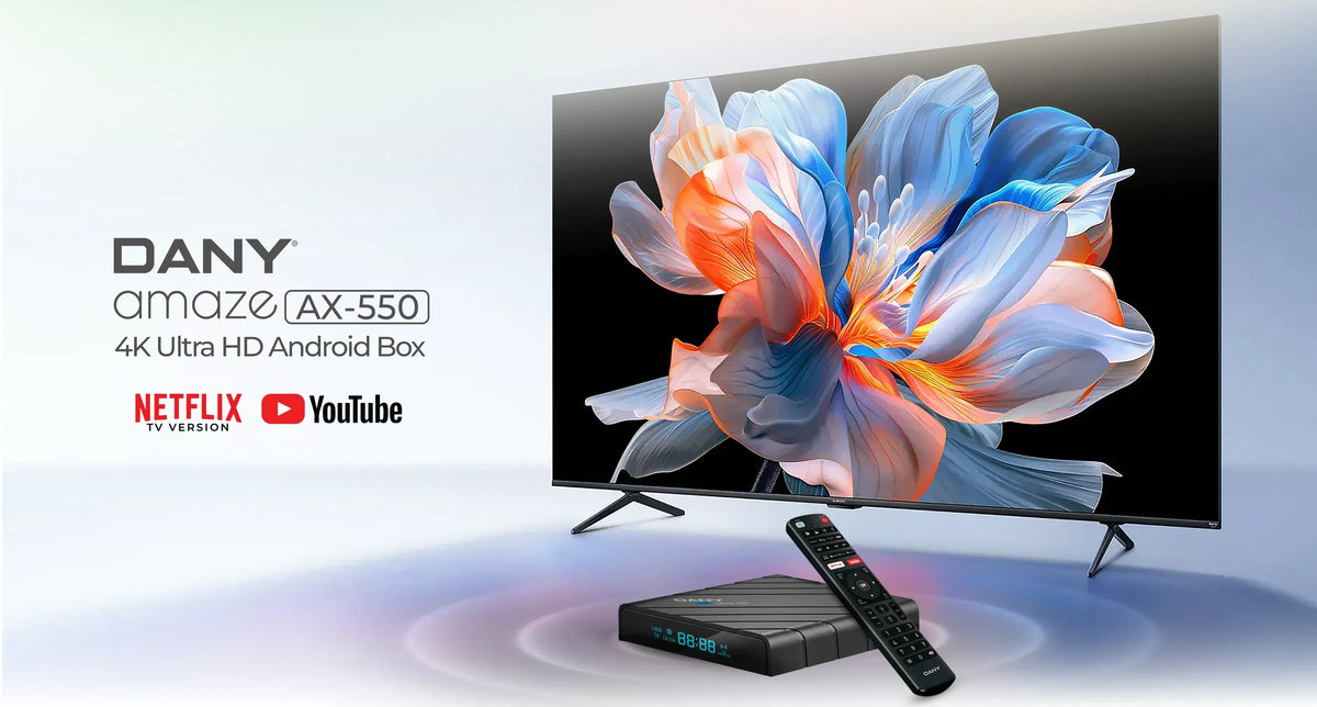 Dany Amaze AX-550 4K Ultra HD Smart Android TV Box (2GB RAM, 16GB ROM, Dual Wi-Fi, Voice Remote)
