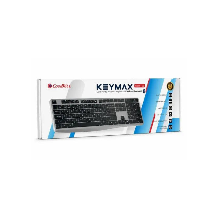 CoolBell KeyMax WBK-01 Dual Mode Wireless & Bluetooth Keyboard (Slim Ergonomic Design, Silent Keys, Multi-Device)