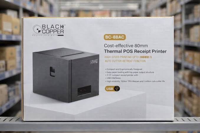 Black Copper BC-88AC 80mm Thermal Receipt Printer (Direct Thermal, Heavy-Duty Auto Cutter, 200mm/s High Speed, USB/Serial POS Printer)