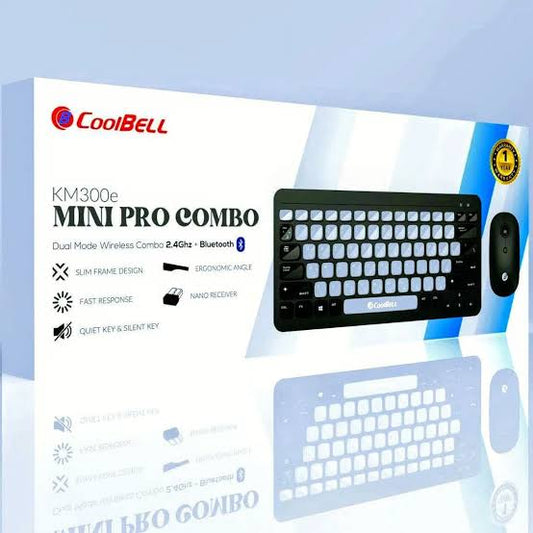 CoolBELL KM300e Mini Pro Wireless Keyboard and Mouse Combo Set (2.4GHz + Bluetooth Dual-Mode, Ultra-Compact Layout, Portable Desktop Set)