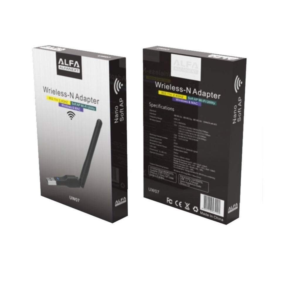 Alfa Net UW07 300Mbps High-Gain Wireless USB Wi-Fi Adapter with External Antenna