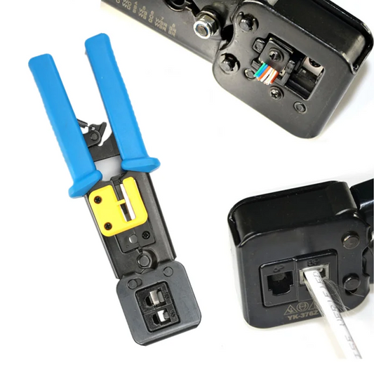 EZ Pass-Through RJ45 / RJ12 All-in-One Professional Network Cable Crimp Tool (With Automatic Wire Cutter & Stripper)