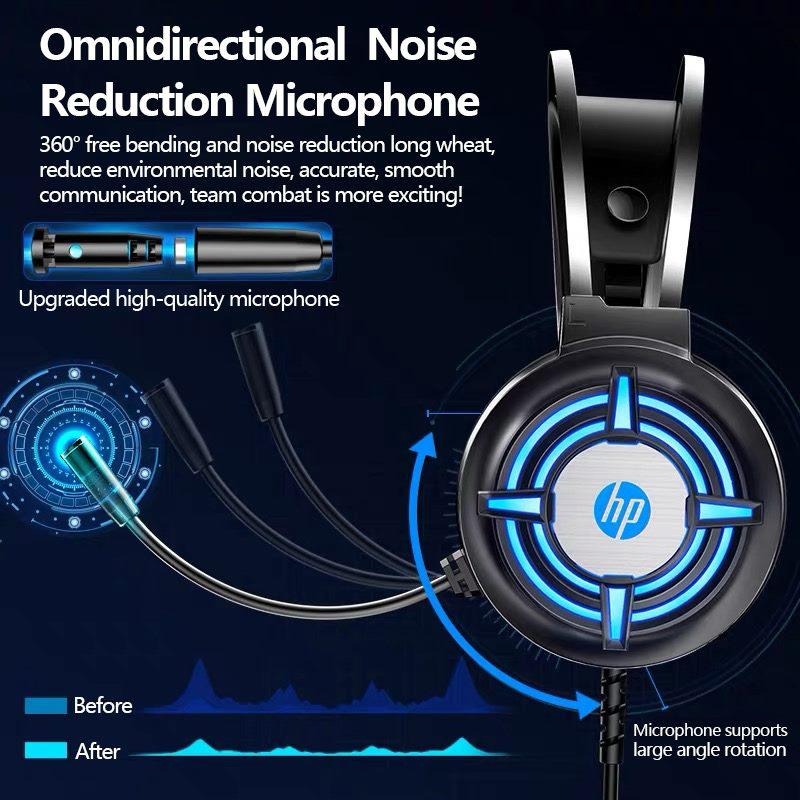 HP H120 USB & Dual 3.5mm Stereo Gaming Headset with Microphone and Inline Controls (Black)