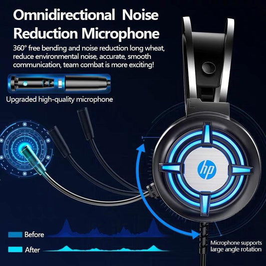 HP H120 USB & Dual 3.5mm Stereo Gaming Headset with Microphone and Inline Controls (Black)