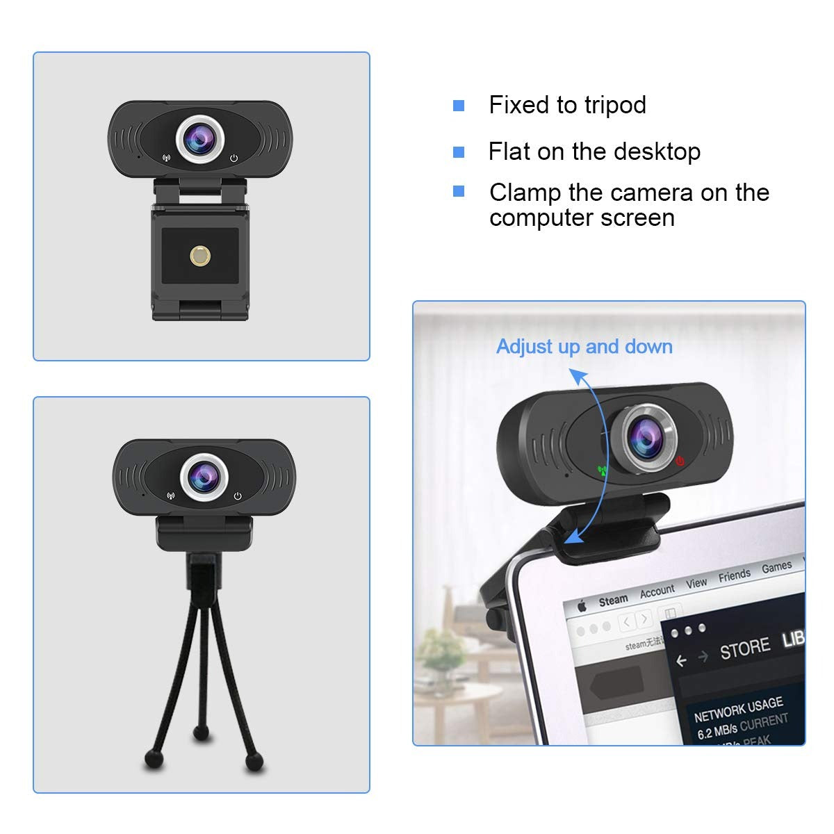 1080P Full HD USB PC Webcam A890 with Microphone (Imported Amazon Lot)