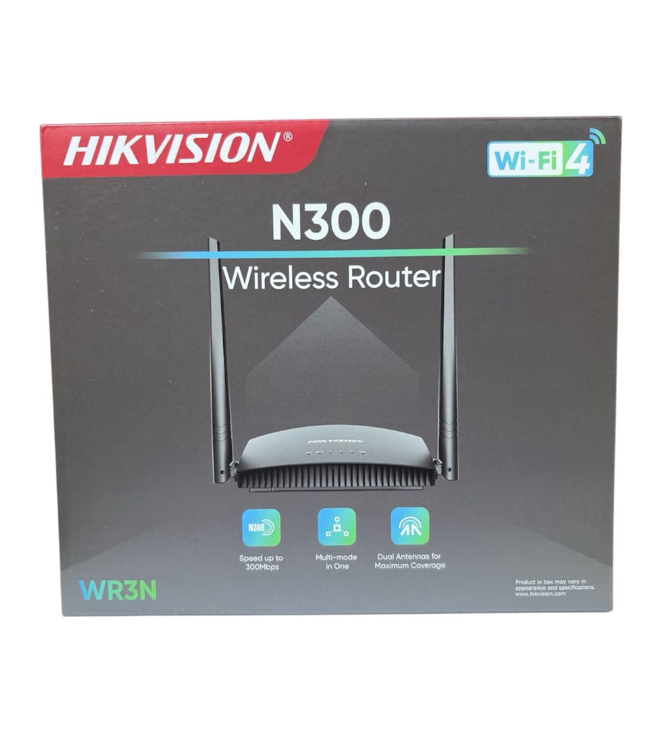 Hikvision DS-3WR3N 300Mbps Wireless N Router (Dual 5dBi High-Gain Antennas, Multi-Mode, 2.4GHz)
