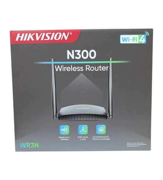 Hikvision DS-3WR3N 300Mbps Wireless N Router (Dual 5dBi High-Gain Antennas, Multi-Mode, 2.4GHz)