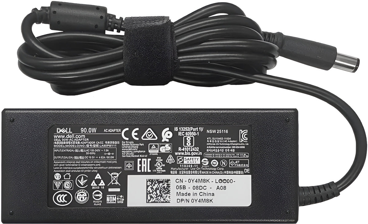Dell / HP 90W Big Center Pin Laptop Power Adapter (19.5V 4.62A / 19V 4.74A, 7.4mm x 5.0mm Barrel, Original Imported Lot)